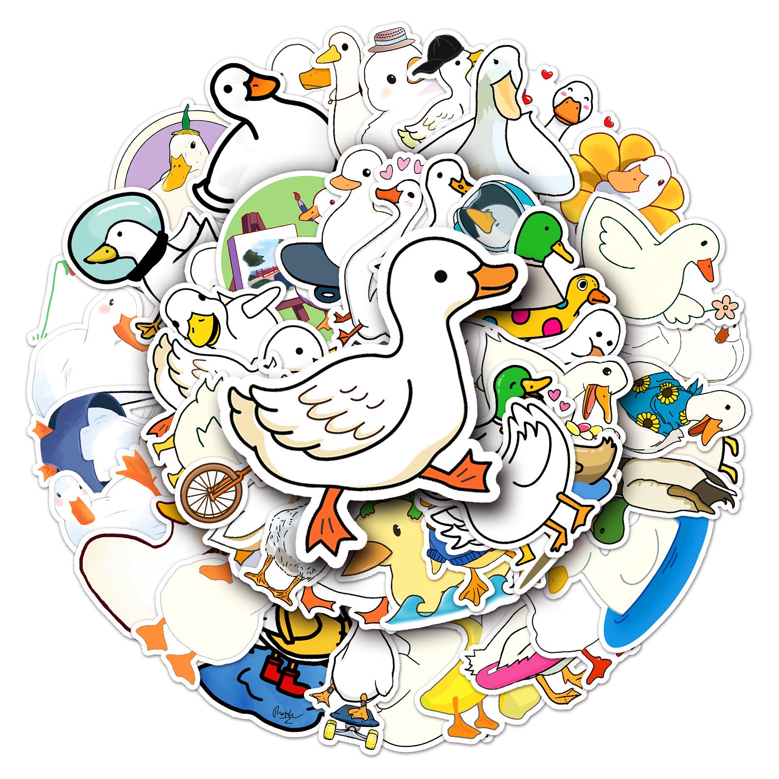 50pcs Duck Series Waterproof Stickers for Motorcycle Laptop Helmet Mug Decor