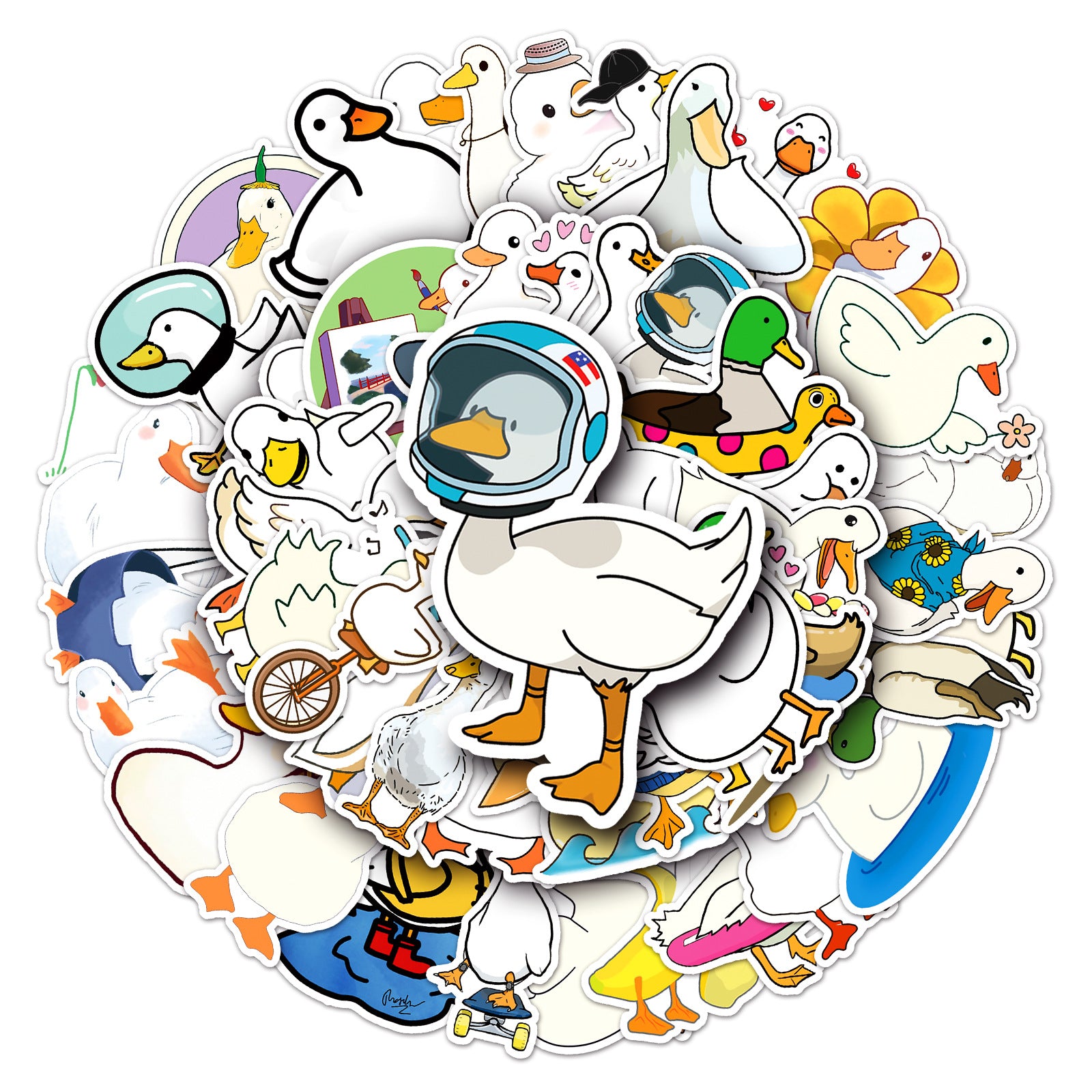 50pcs Duck Series Waterproof Stickers for Motorcycle Laptop Helmet Mug Decor