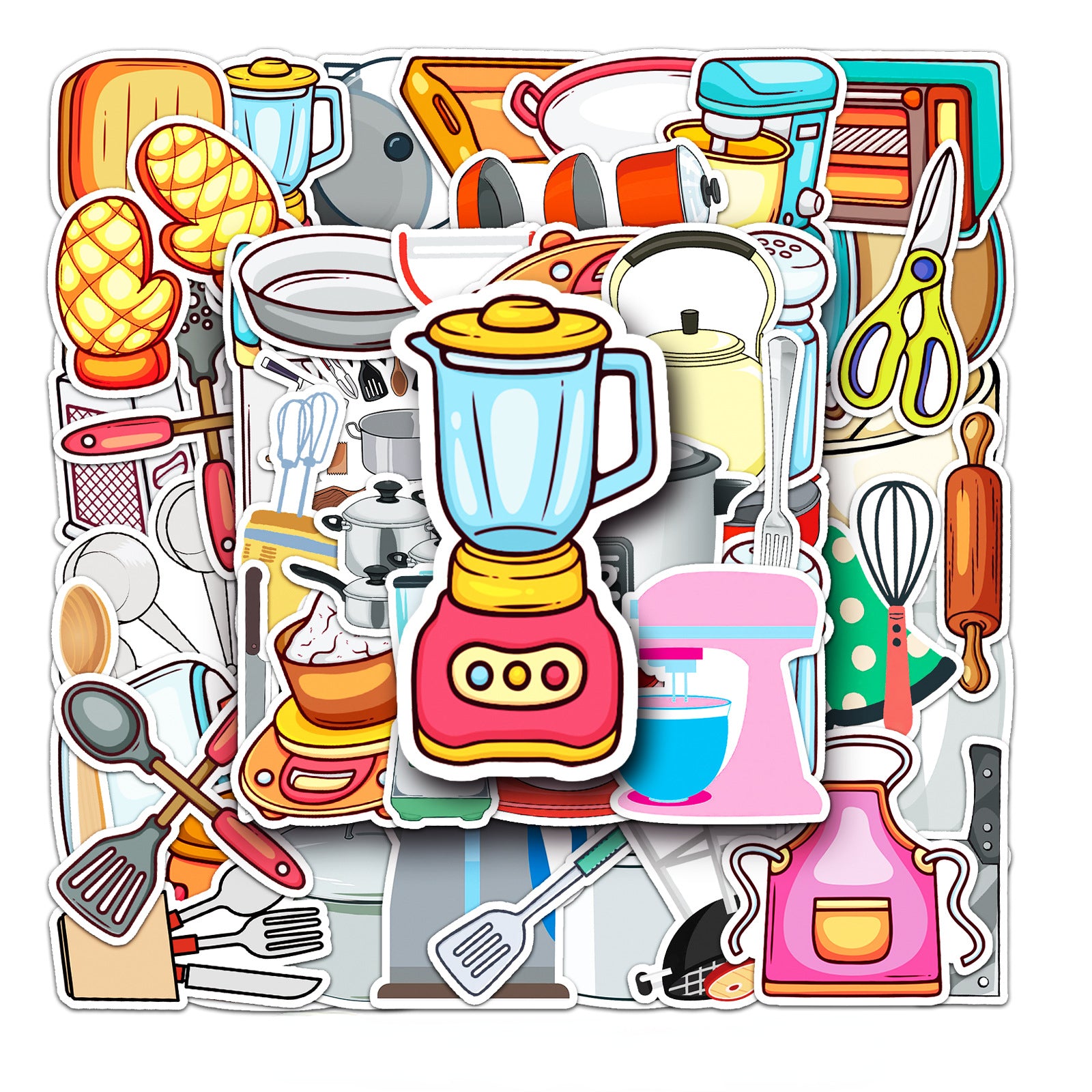 50pcs Kitchen Utensil Waterproof Graffiti Stickers For Motorcycle Laptop Helmet