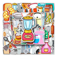 50pcs Kitchen Utensil Waterproof Graffiti Stickers For Motorcycle Laptop Helmet