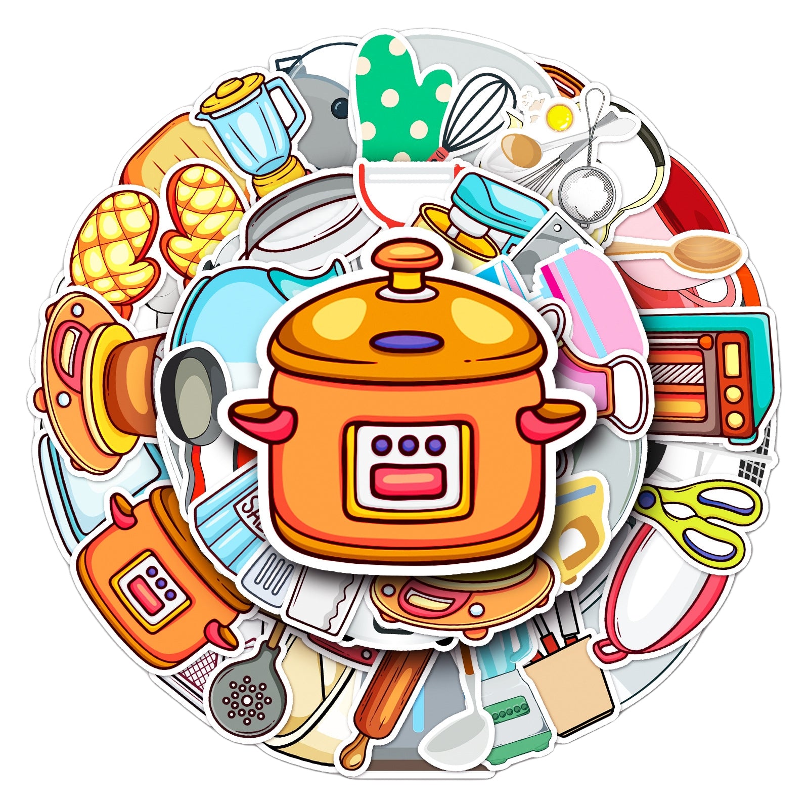 50pcs Kitchen Utensil Waterproof Graffiti Stickers For Motorcycle Laptop Helmet