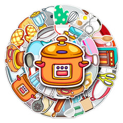 50pcs Kitchen Utensil Waterproof Graffiti Stickers For Motorcycle Laptop Helmet