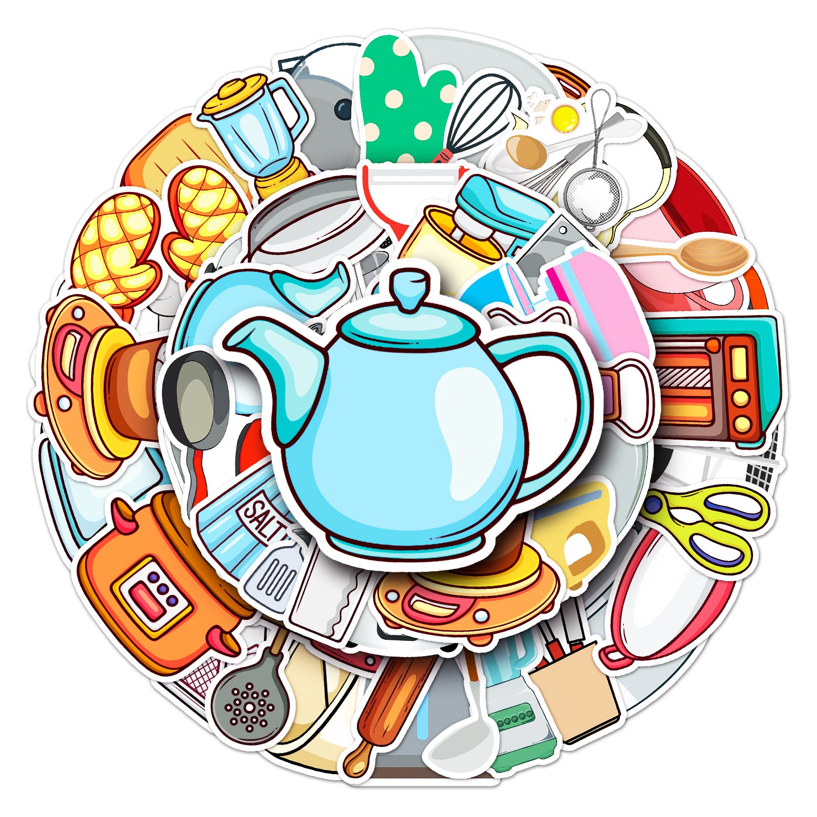 50pcs Kitchen Utensil Waterproof Graffiti Stickers For Motorcycle Laptop Helmet