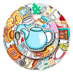 50pcs Kitchen Utensil Waterproof Graffiti Stickers For Motorcycle Laptop Helmet