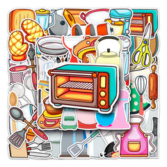 50pcs Kitchen Utensil Waterproof Graffiti Stickers For Motorcycle Laptop Helmet