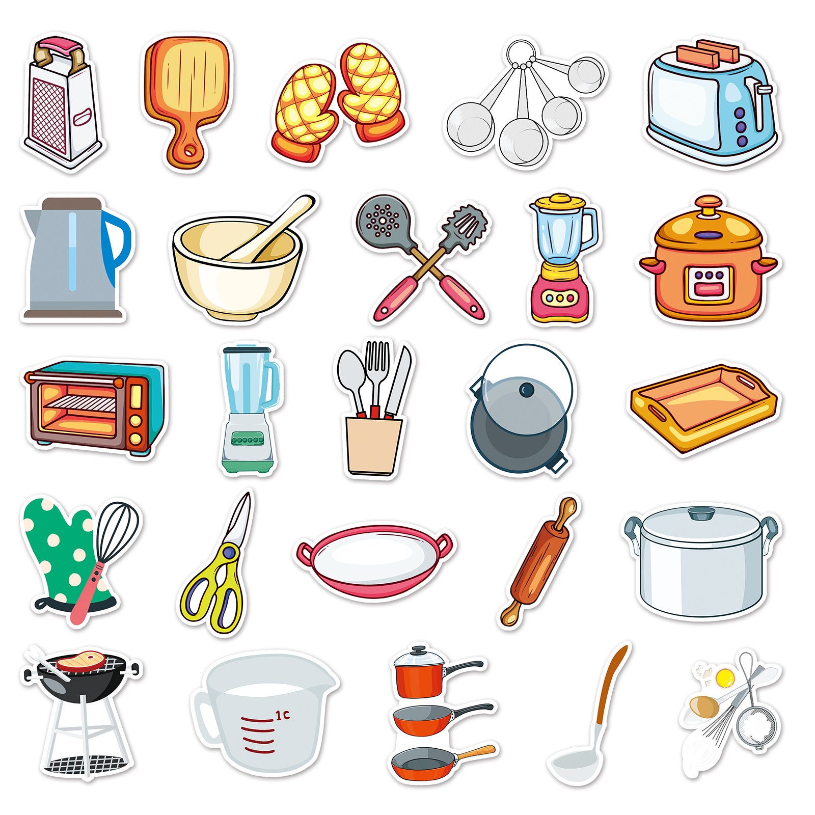 50pcs Kitchen Utensil Waterproof Graffiti Stickers For Motorcycle Laptop Helmet