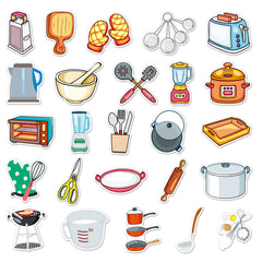 50pcs Kitchen Utensil Waterproof Graffiti Stickers For Motorcycle Laptop Helmet
