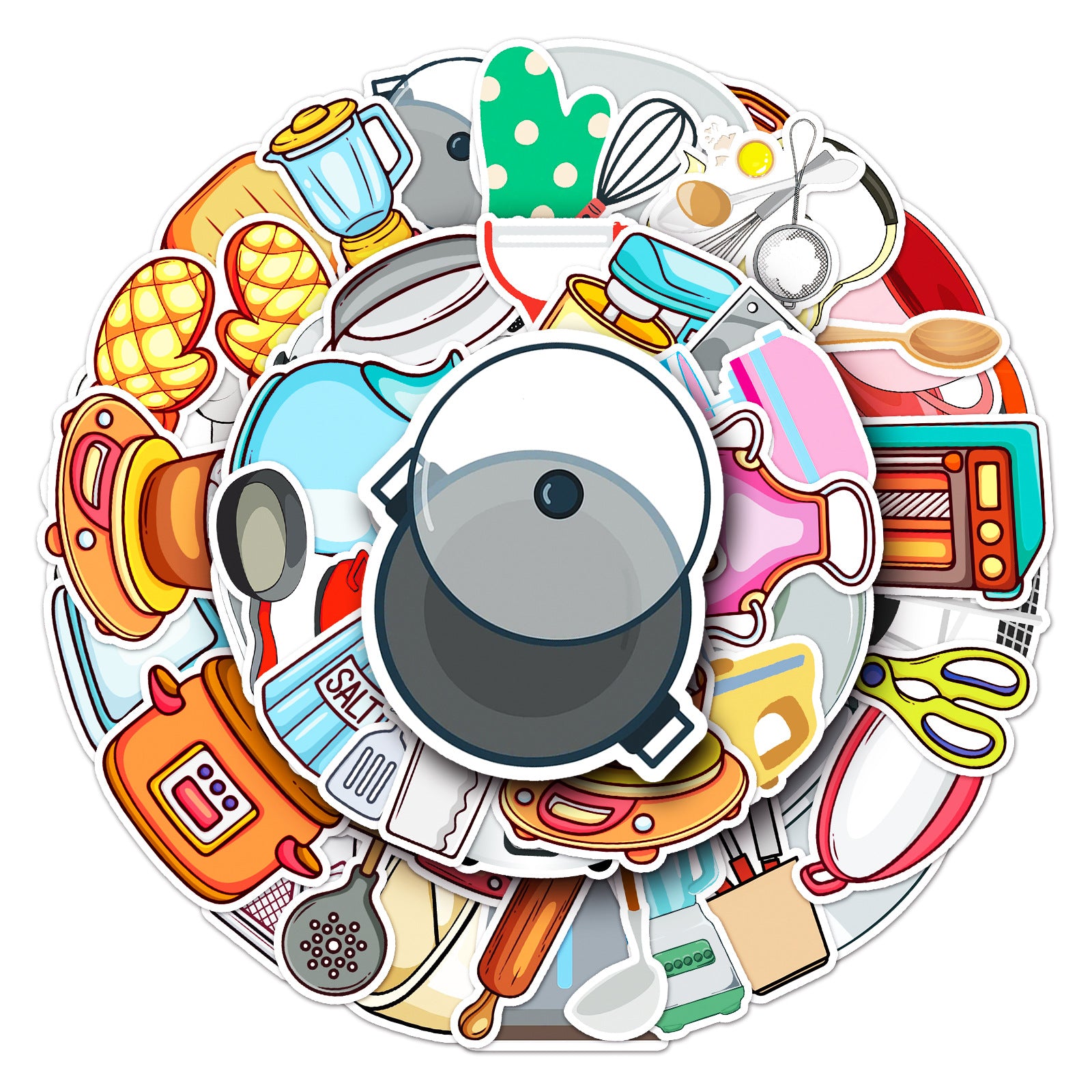 50pcs Kitchen Utensil Waterproof Graffiti Stickers For Motorcycle Laptop Helmet