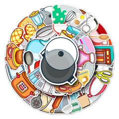 50pcs Kitchen Utensil Waterproof Graffiti Stickers For Motorcycle Laptop Helmet