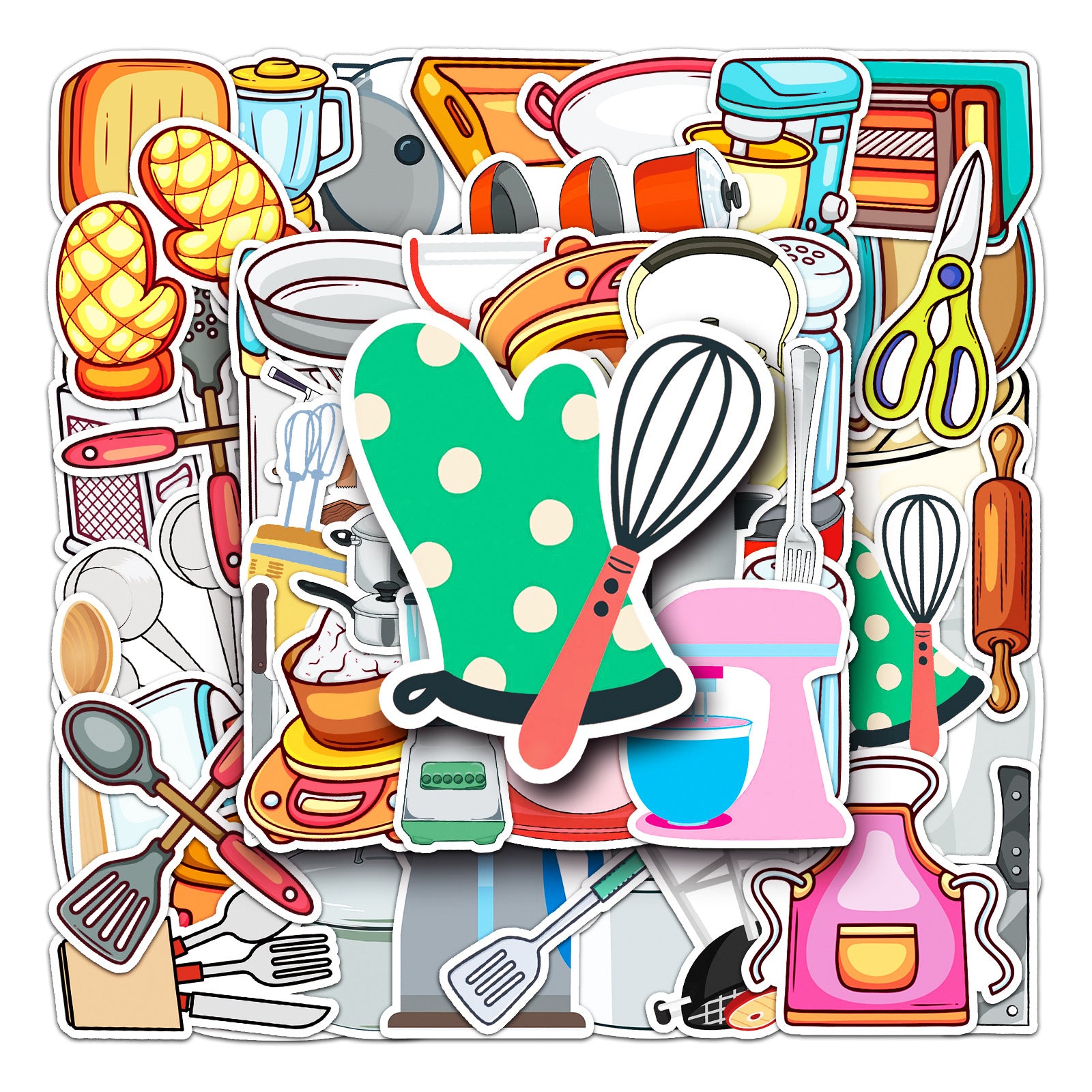 50pcs Kitchen Utensil Waterproof Graffiti Stickers For Motorcycle Laptop Helmet