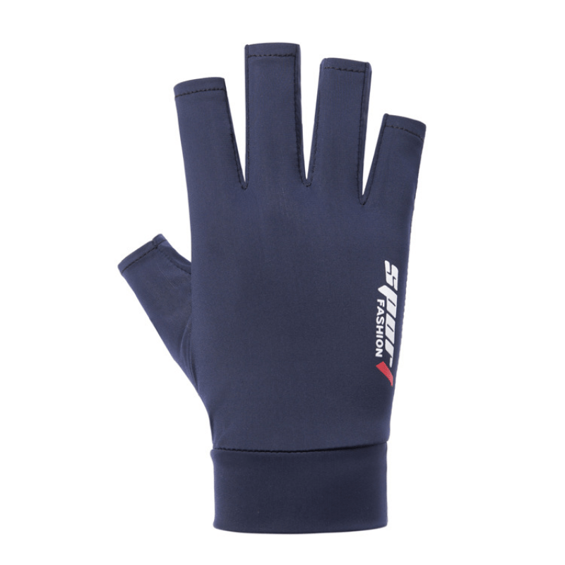 1 Pair Half Finger Ice Silk Riding Gloves Anti UV