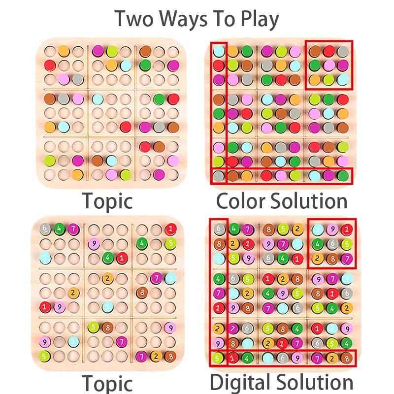Wooden Sudoku Chess Game Set for Kids - Educational Brain Training Toy