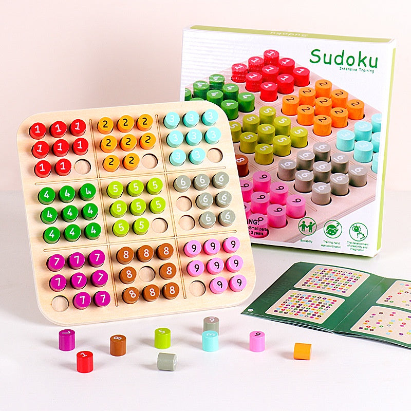 Wooden Sudoku Chess Game Set for Kids - Educational Brain Training Toy