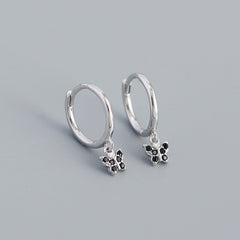 S925 Colorful Butterfly Hoop Earrings Hypoallergenic Jewelry For Girls