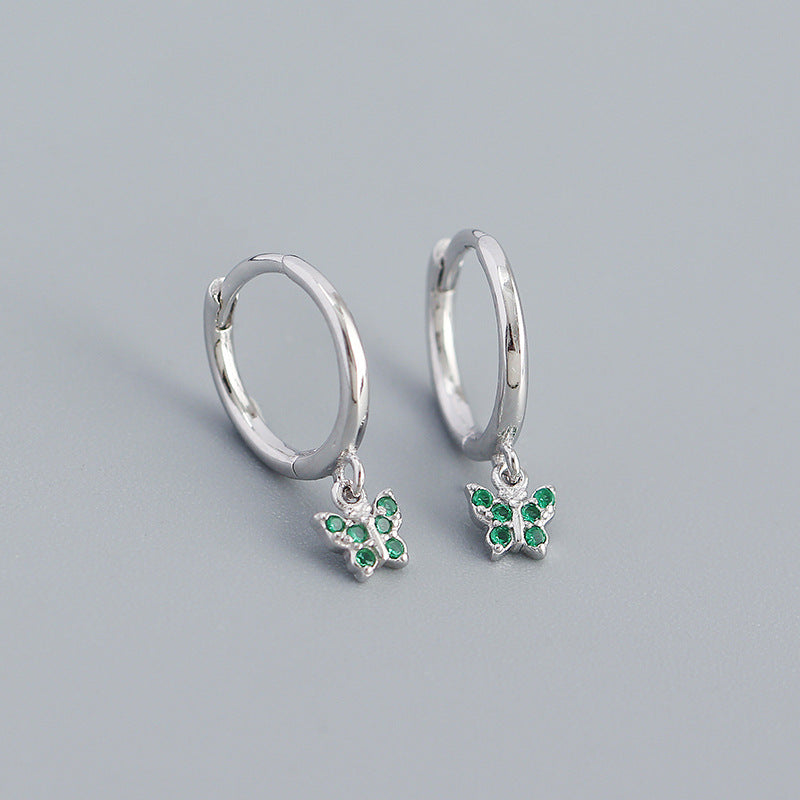S925 Colorful Butterfly Hoop Earrings Hypoallergenic Jewelry For Girls