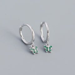 S925 Colorful Butterfly Hoop Earrings Hypoallergenic Jewelry For Girls