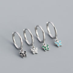 S925 Colorful Butterfly Hoop Earrings Hypoallergenic Jewelry For Girls