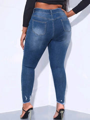 Sexy Jeans Women's Plus Ripped High Rise Skinny Jeans