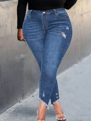 Sexy Jeans Women's Plus Ripped High Rise Skinny Jeans