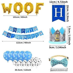 Dog Birthday Party Set Bandana Hat Banner Balloons