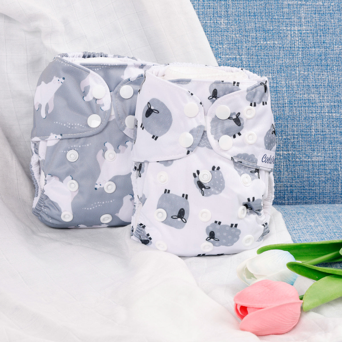 2pcs Baby Cloth Diapers Adjustable Reusable Nappies With Inserts