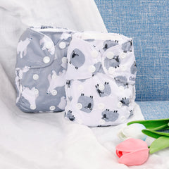 2pcs Baby Cloth Diapers Adjustable Reusable Nappies With Inserts