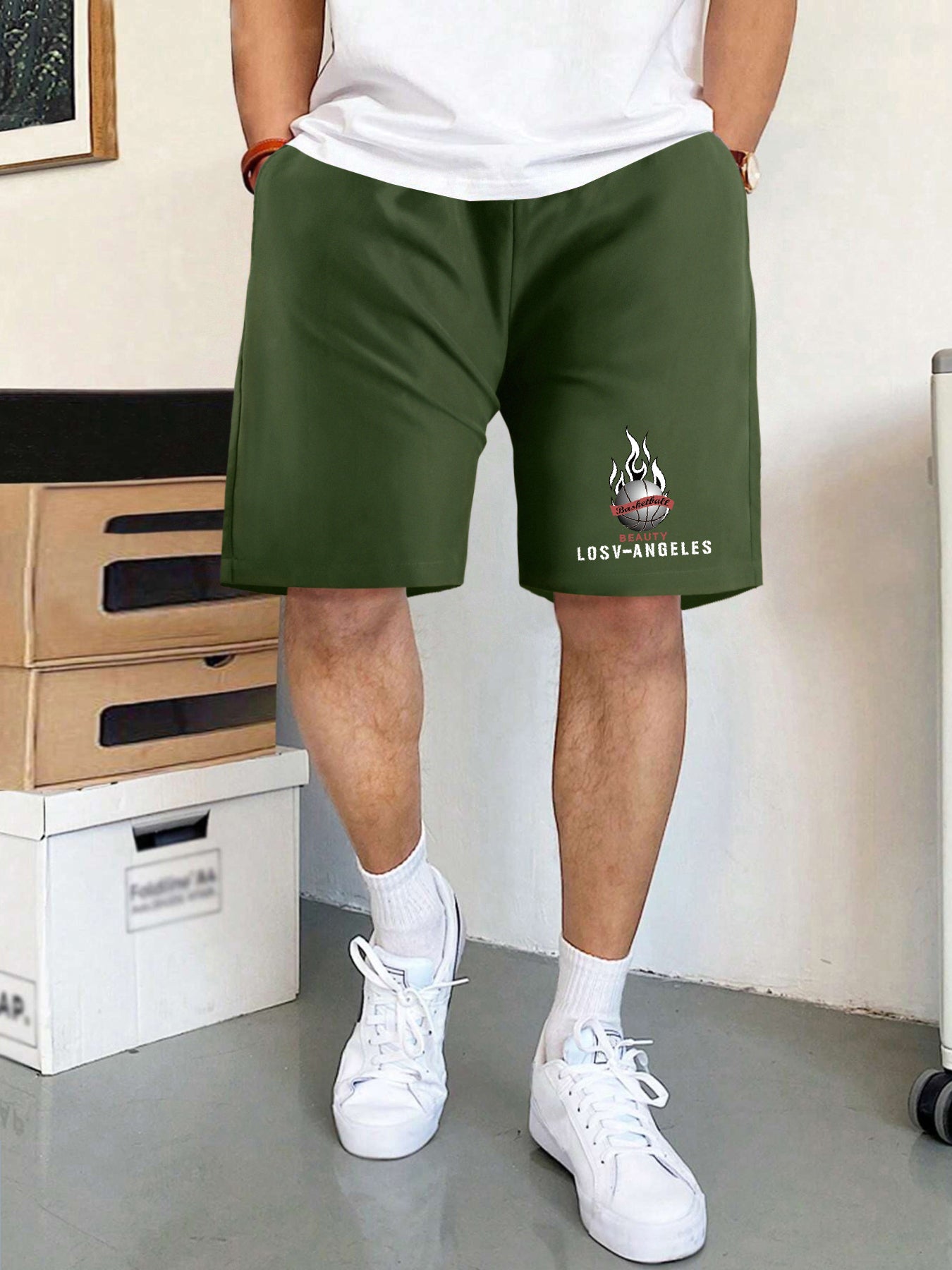 Men's Printed Active Shorts With Pockets