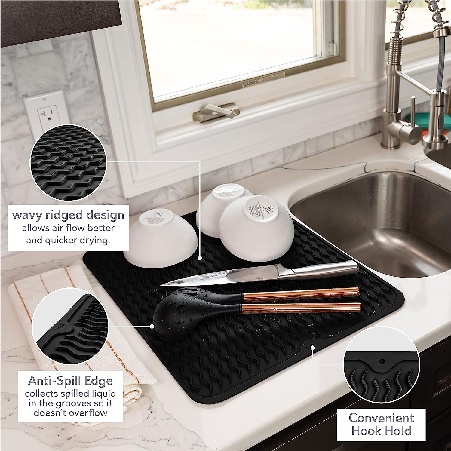 Plastic Dish Drying Mat Kitchen Drain Mat