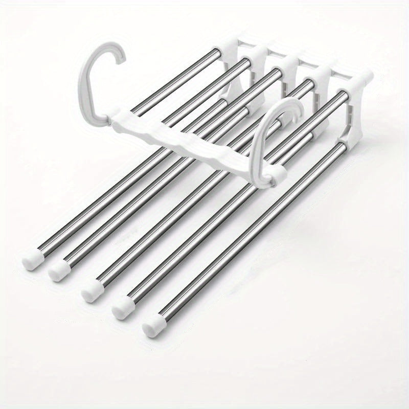 5 In 1 Stainless Steel Pants Hanger Folding Storage Rack Trousers Hanger