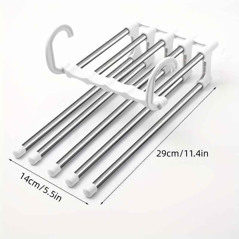 5 In 1 Stainless Steel Pants Hanger Folding Storage Rack Trousers Hanger
