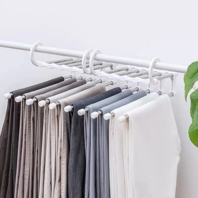 5 In 1 Stainless Steel Pants Hanger Folding Storage Rack Trousers Hanger