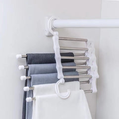 5 In 1 Stainless Steel Pants Hanger Folding Storage Rack Trousers Hanger