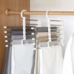 5 In 1 Stainless Steel Pants Hanger Folding Storage Rack Trousers Hanger