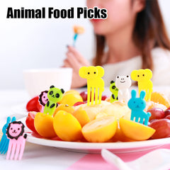 20pc Mini Forks Animal Food Picks Reusable Cartoon Snack Cake Dessert Lunch Pick