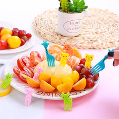 20pc Mini Forks Animal Food Picks Reusable Cartoon Snack Cake Dessert Lunch Pick
