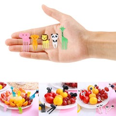 20pc Mini Forks Animal Food Picks Reusable Cartoon Snack Cake Dessert Lunch Pick