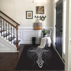 Gothic Cross Print Rug Halloween Decor 50x80cm
