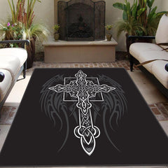 Gothic Cross Print Rug Halloween Decor 50x80cm