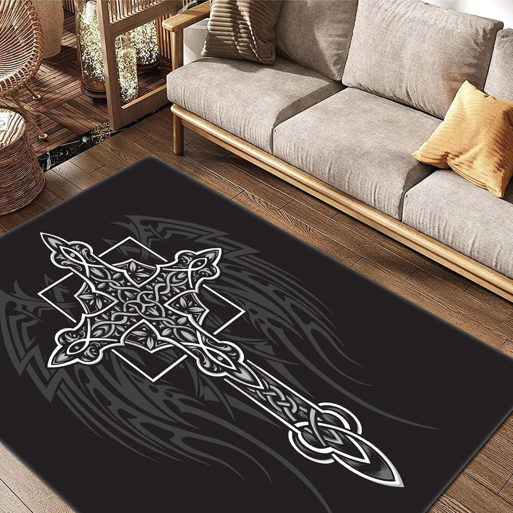 Gothic Cross Print Rug Halloween Decor 50x80cm