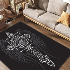 Gothic Cross Print Rug Halloween Decor 50x80cm