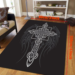 Gothic Cross Print Rug Halloween Decor 50x80cm