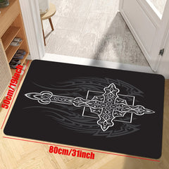 Gothic Cross Print Rug Halloween Decor 50x80cm