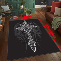 Gothic Cross Print Rug Halloween Decor 50x80cm