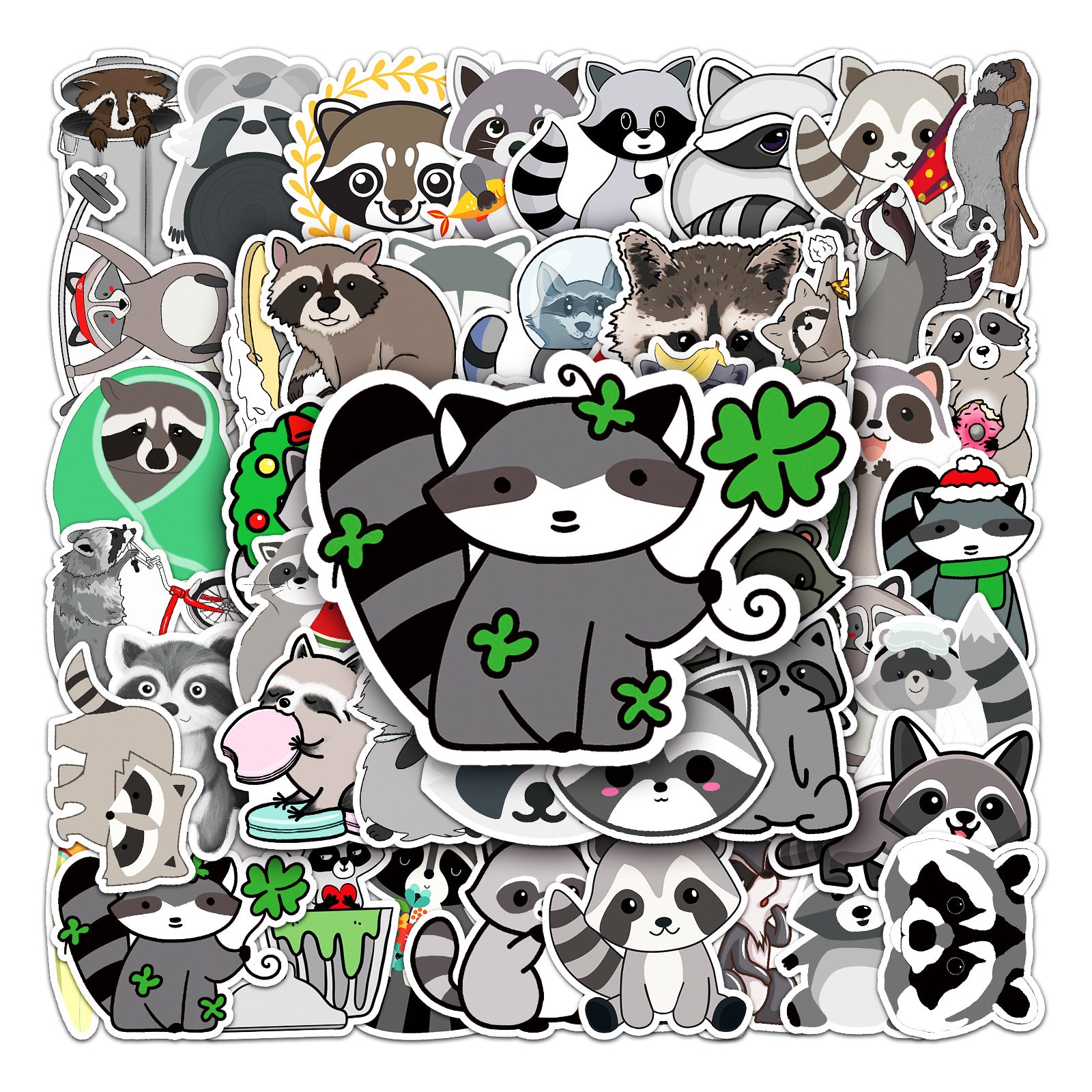 50pcs Little Raccoon Waterproof Stickers Motorcycle Laptop Helmet M