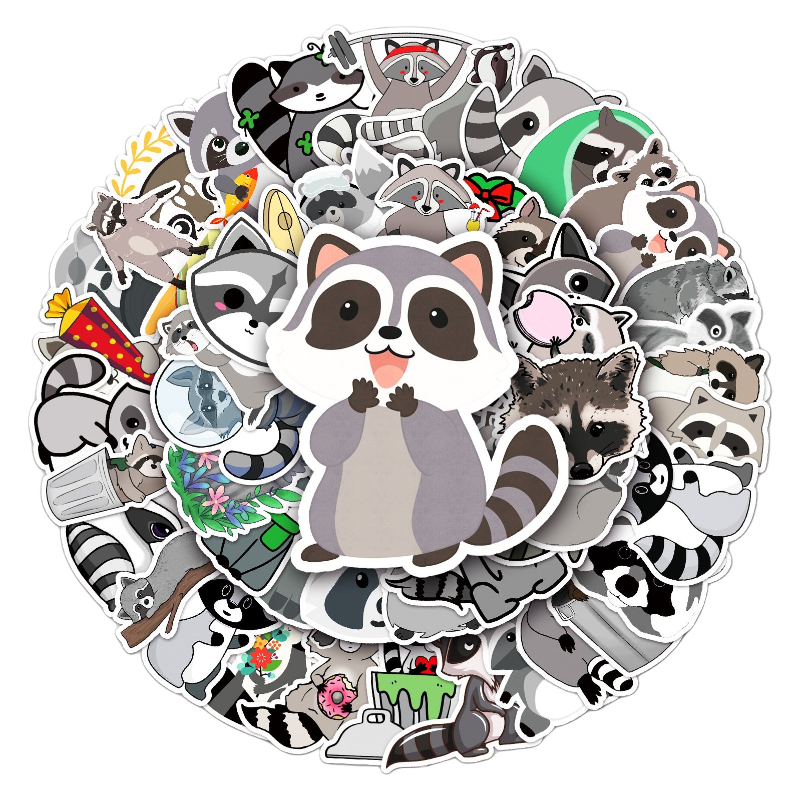 50pcs Little Raccoon Waterproof Stickers Motorcycle Laptop Helmet M