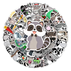 50pcs Little Raccoon Waterproof Stickers Motorcycle Laptop Helmet M