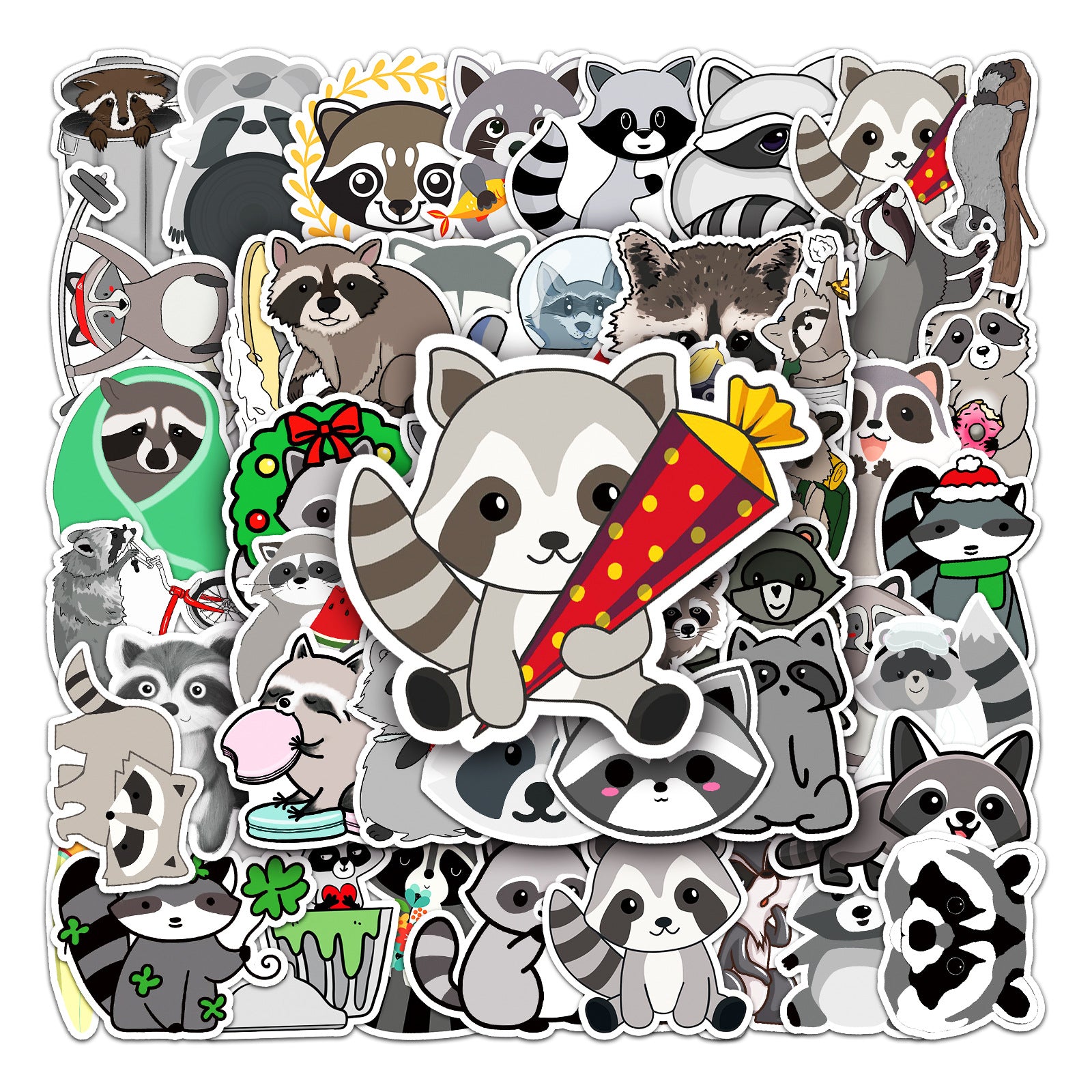 50pcs Little Raccoon Waterproof Stickers Motorcycle Laptop Helmet M