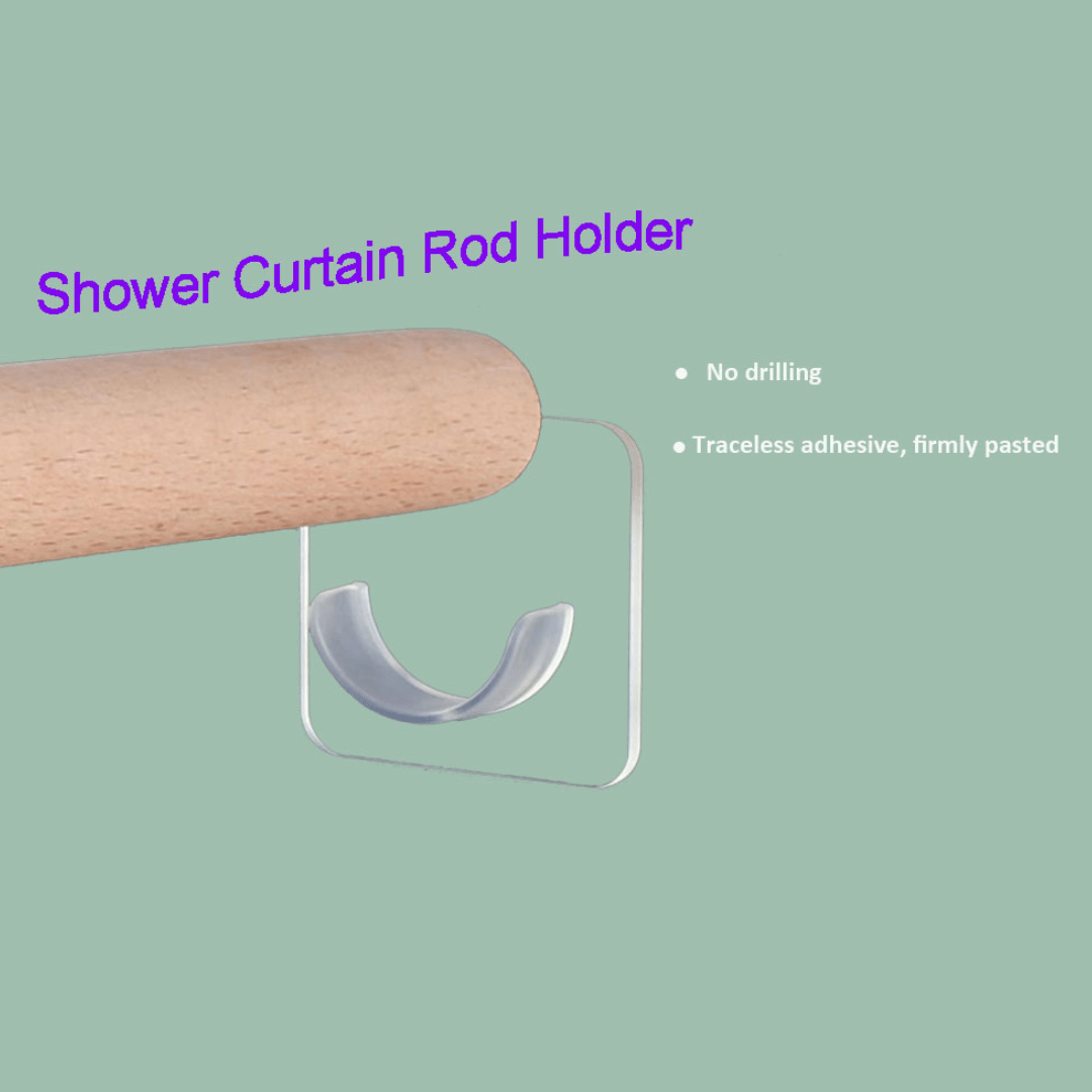 10pcs Adhesive Shower Rod Holders Clear Tension Rod Holder Bathroom Accessories