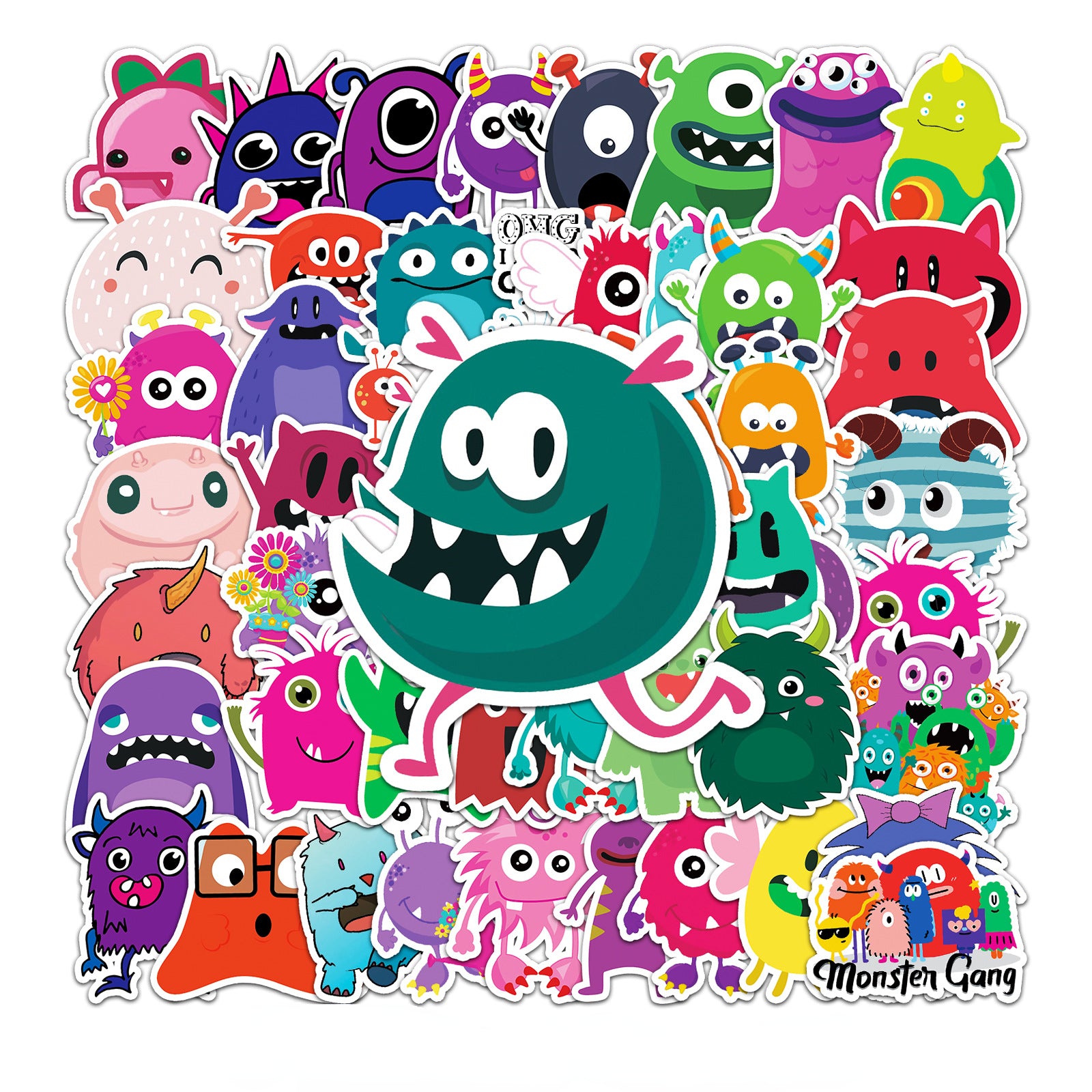 50pcs Monster Series Waterproof Graffiti Stickers for Laptop Helmet