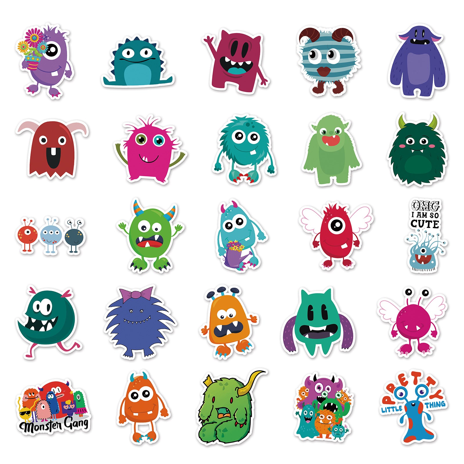 50pcs Monster Series Waterproof Graffiti Stickers for Laptop Helmet